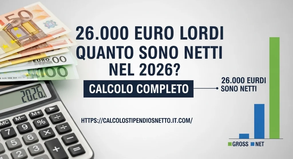 calcolo stipendio netto 26000 euro lordi 2026 tabella