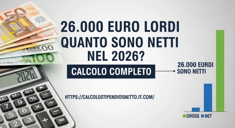 calcolo stipendio netto 26000 euro lordi 2026 tabella